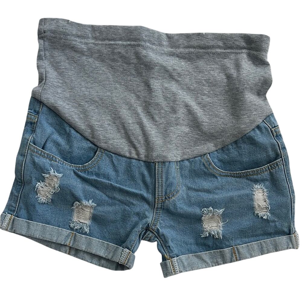 Women's Maternity Distressed adjustable Denim Shorts sz medium